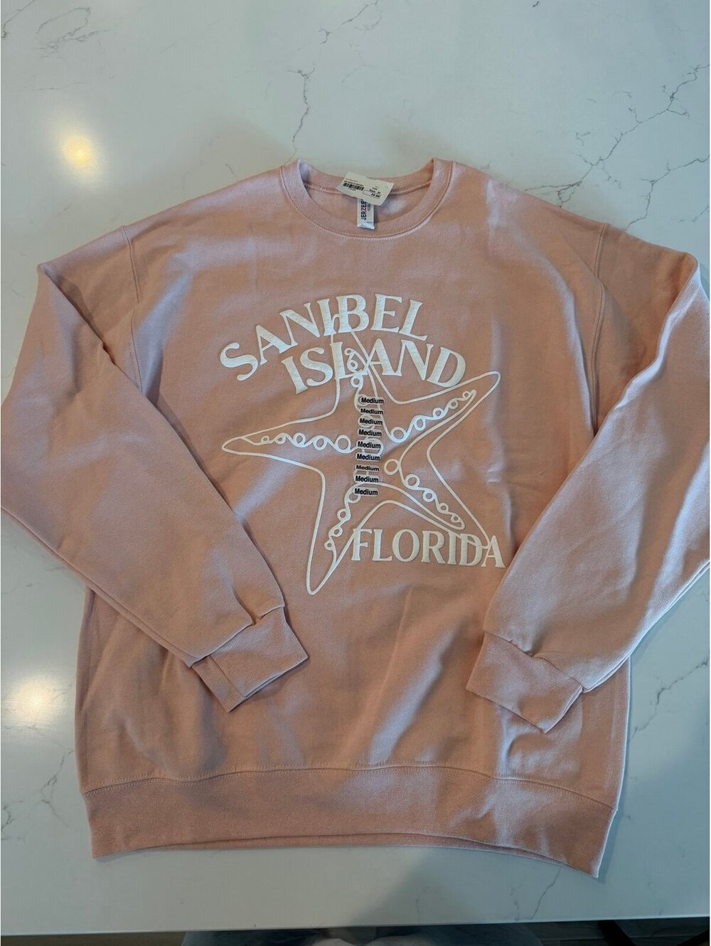 NWT Sanibel Island Pink Graphic Crewneck Sweatshirt Size M